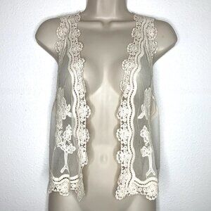 Whimsy Fairy MESH LACE Ivory VEST M Romantic Feminine Cottagecore Coquette Y2K
